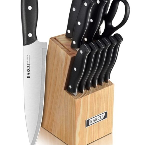 KARCU Other - 13 pc KITCHEN + STEAK KNIVES + SCISSORS - BLOCK SET (Black)